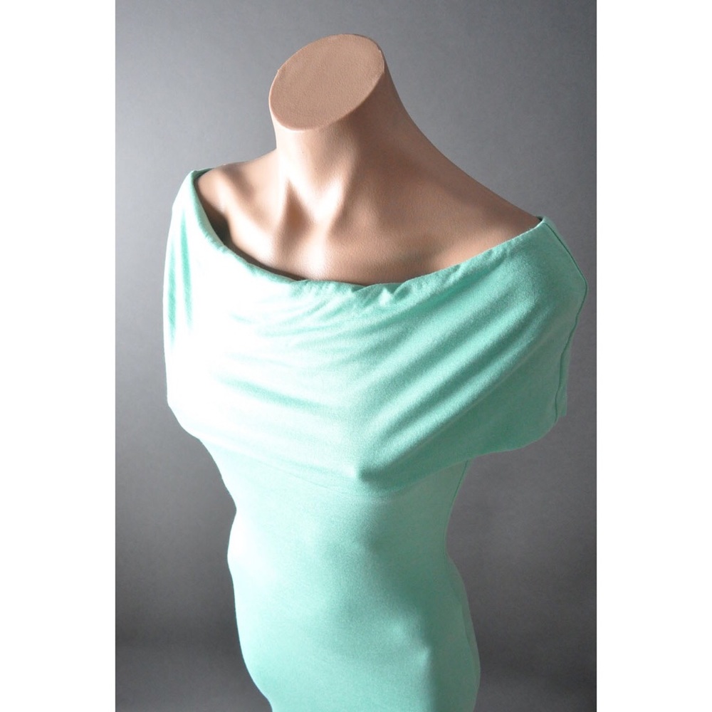 Green Solid Evening Summer Off Shoulder Mermaid W… - image 3